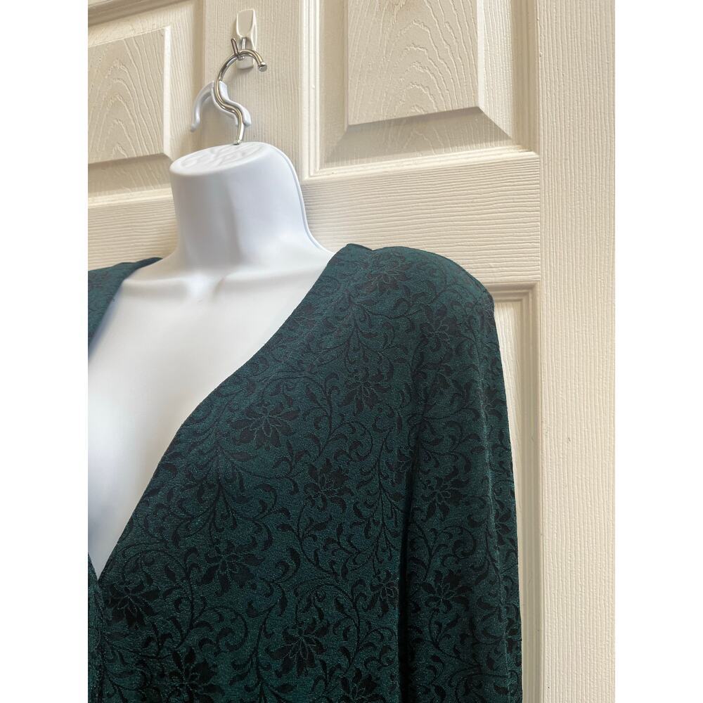 Vintage Rabbit Rabbit Rabbit Green Jacquard V Neck Button Down Tunic 14M Boho - Picture 6 of 12